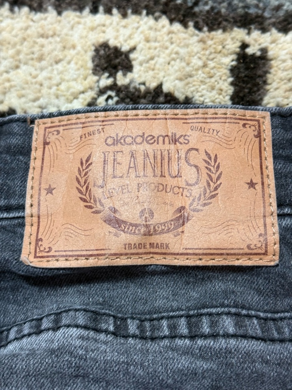 Akademiks Grey Denim Jeans with Red Trim